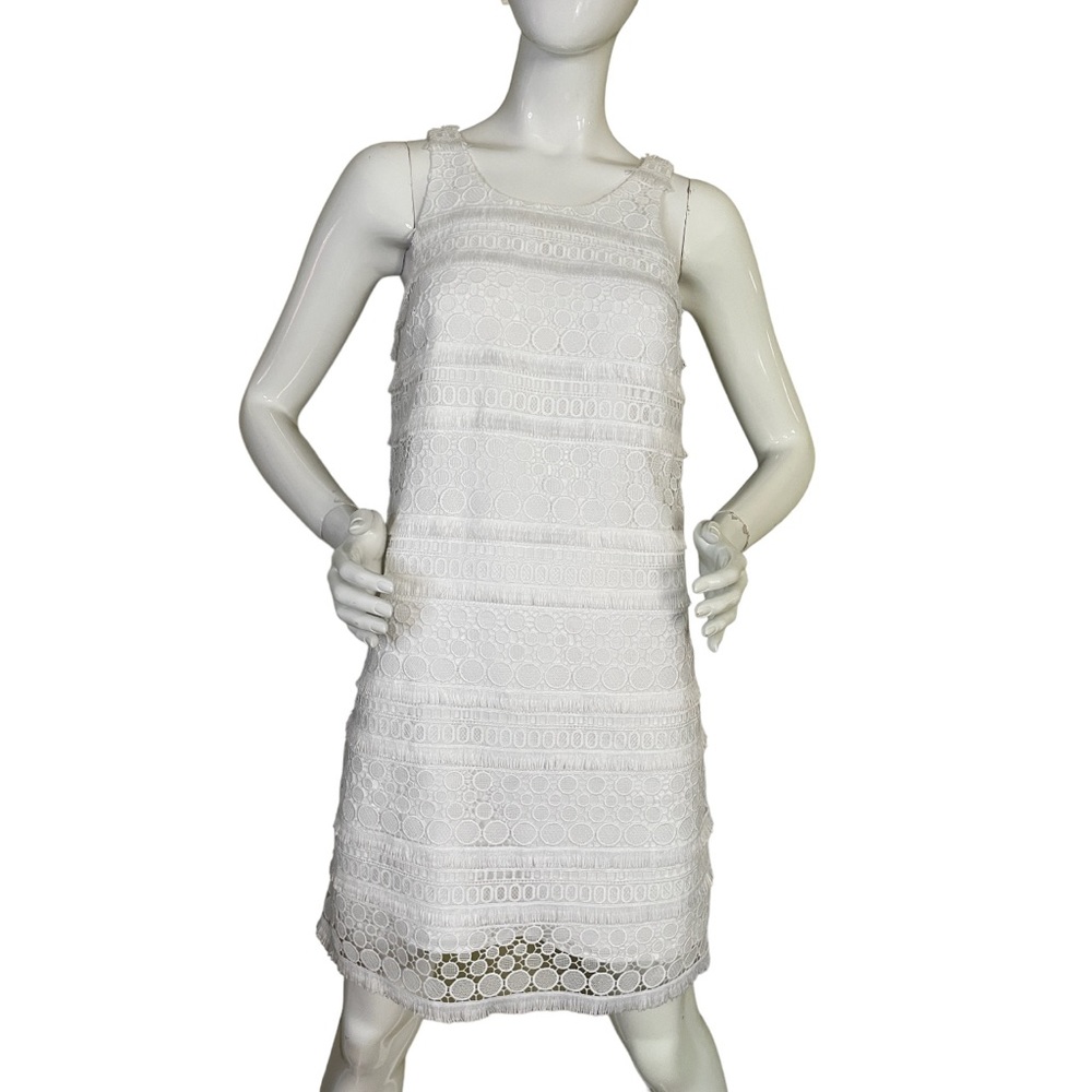 LILLY PULITZER  Annette Shift Graduation Lace Dress Resort White Fringe Size 0 - Picture 2 of 4